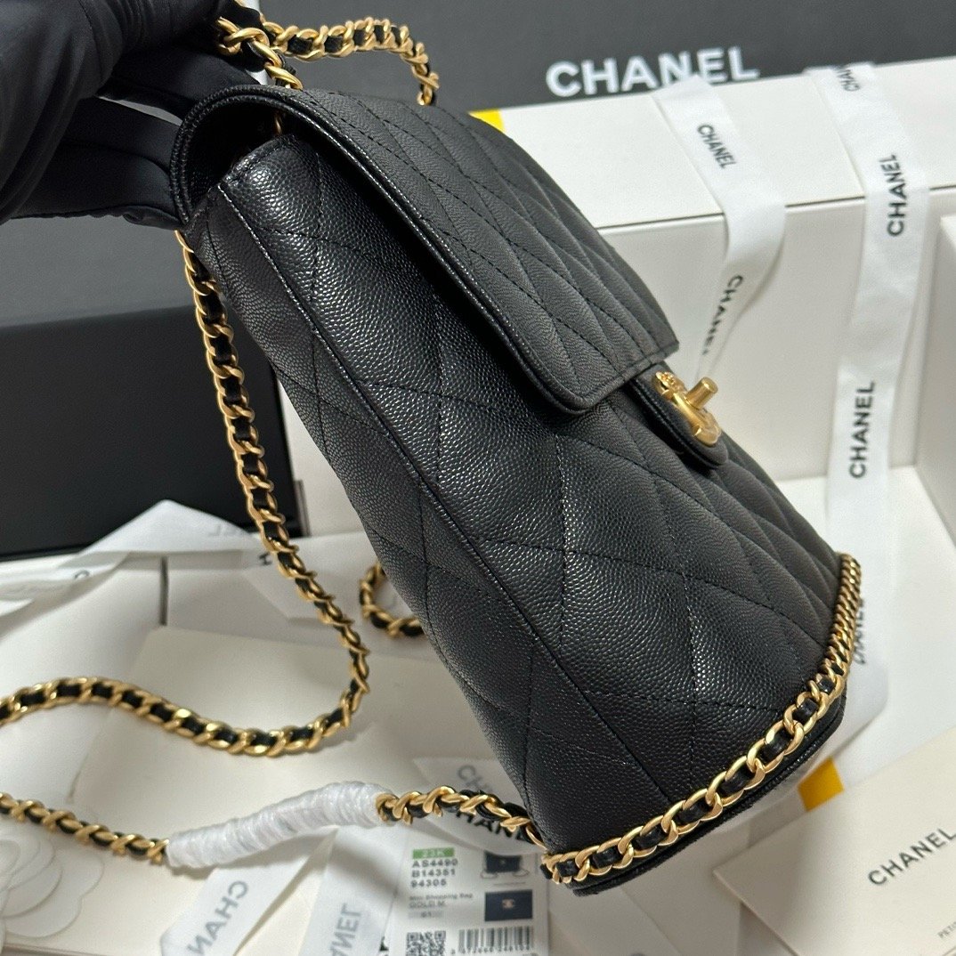 Chanel 23K litchi leather ball pattern chain backpack AS4490W1080
