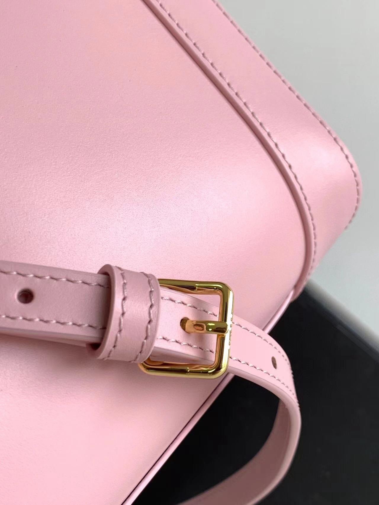 CEL1N_E CUIR TRIOMPHE MINI BUCKET BAG IN SMOOTH CALFSKIN PINK 19.5 X 16 X 7 cm