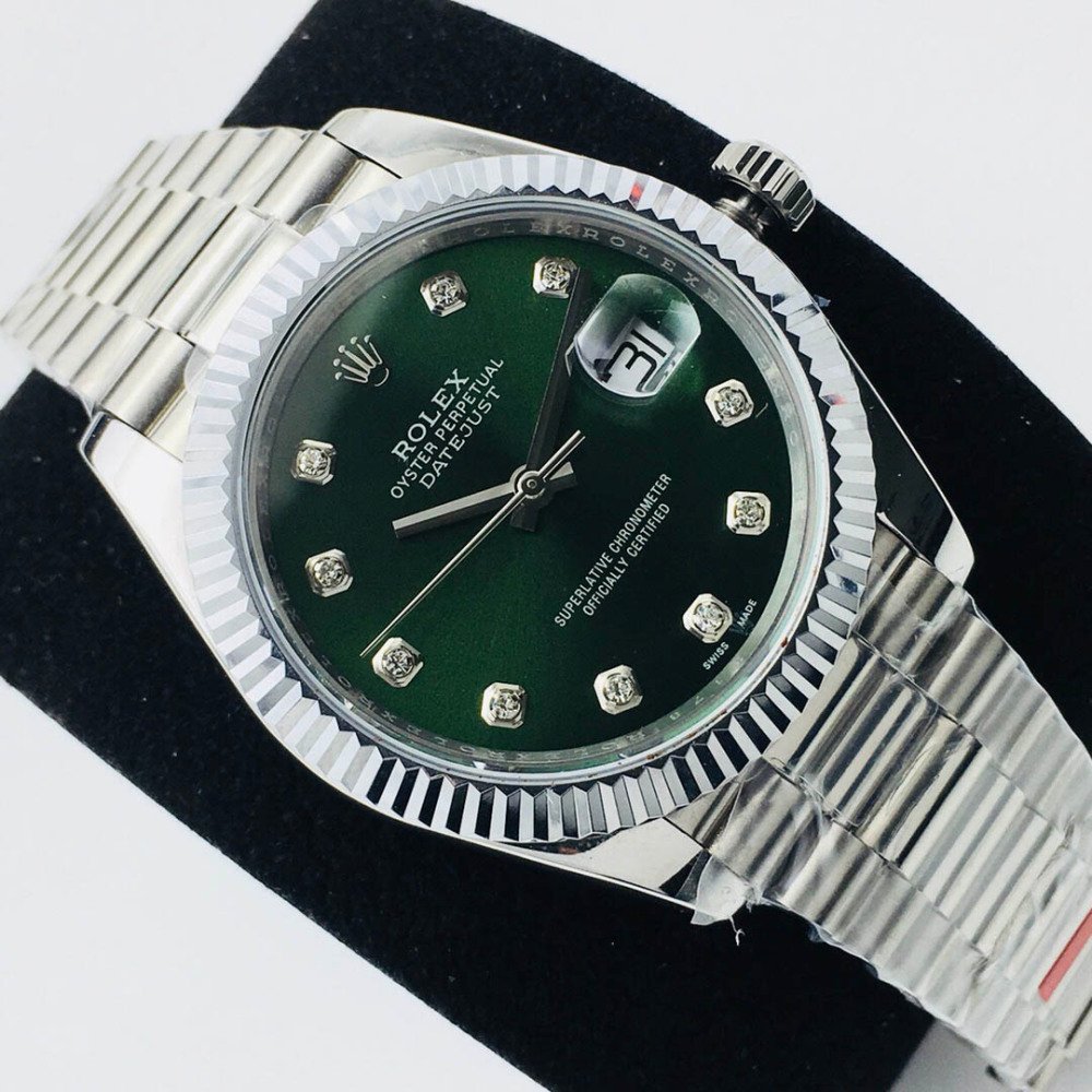 Rolex Datejust Green Dial Diamond White Gold Jubilee Bracelet Swiss Clone Movement