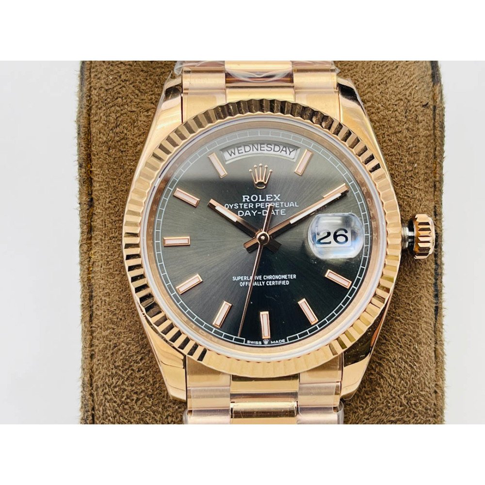 Rolex Day-Date Rose Gold Gray Dial Super Clone Swiss 3255 Movement