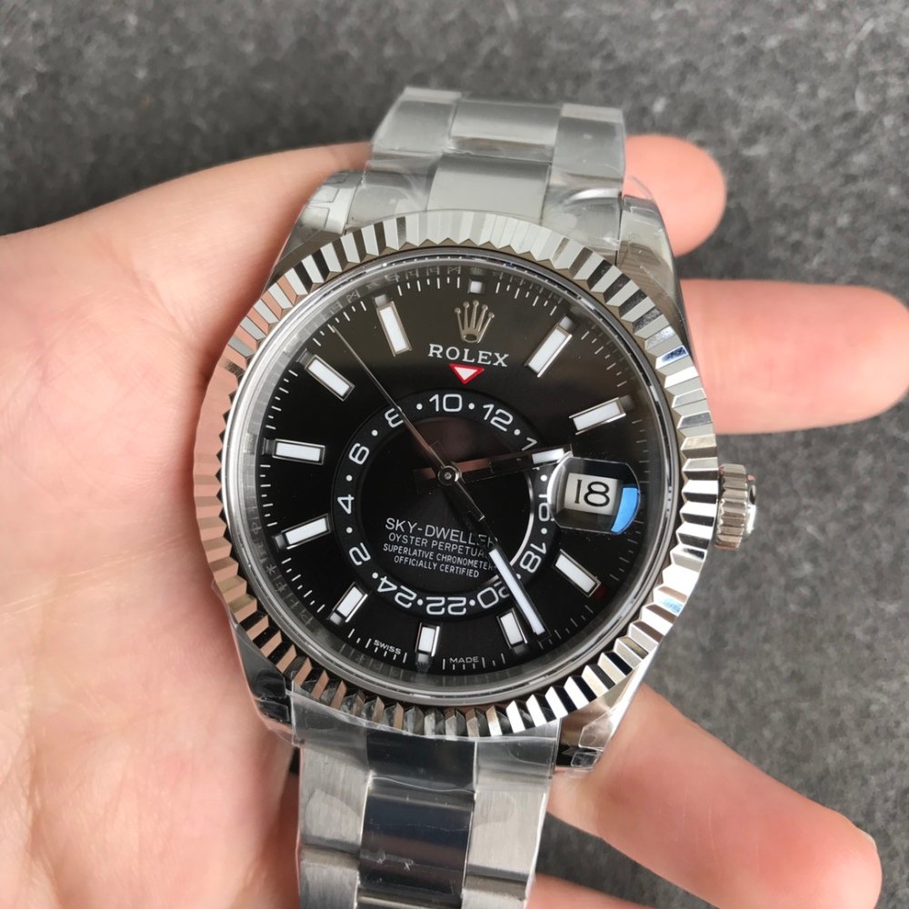 Rolex Sky-Dweller 326934 904L SS ZF 1:1 Best Edition Black Dial SS Bracelet 2824 Movement