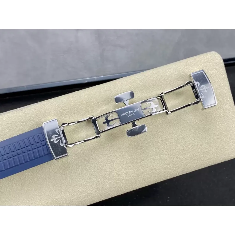 Patek Philippe Aquanaut 5168G-001 SS 3KF Best Edition Blue Dial on Blue Rubber Strap A324 Super Clone V3