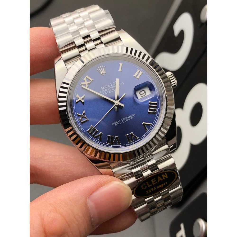 Rolex Datejust 126234 Blue Roman Dial Steel White Gold Clean F