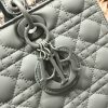 Lady Dior seven check frosted rattan beef leather clamshell handbag with shoulder strap M0566
