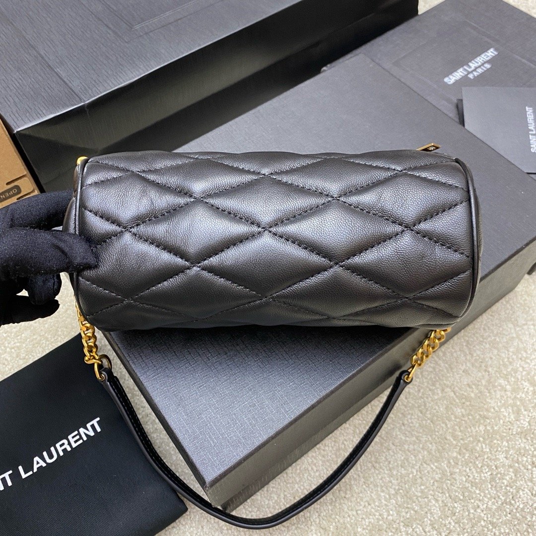 YSL new sade small underarm cylinder bag sheepskin black/gold 699703