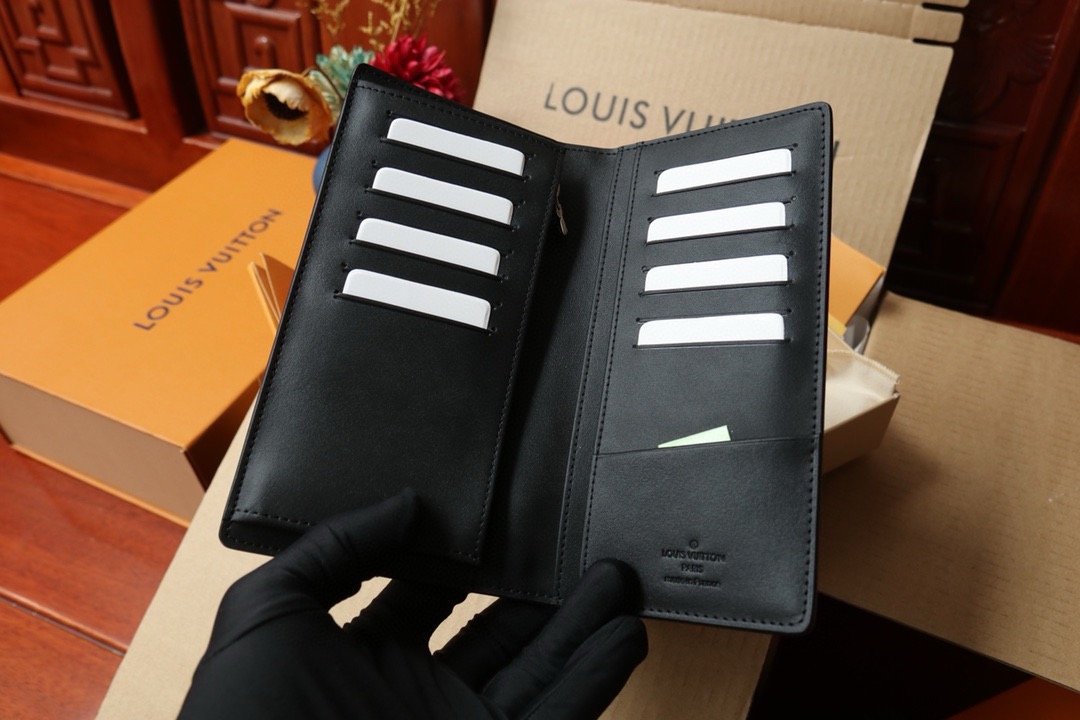 LV brazza wallet card holder embossed style