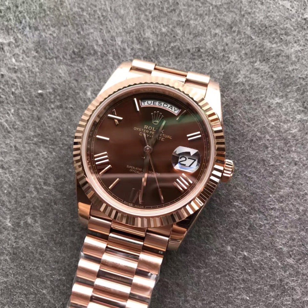 Rolex Day-Date 228235 Rose Gold Browm Dial President Bracelet A3255 (Tungsten Heavy Versio)