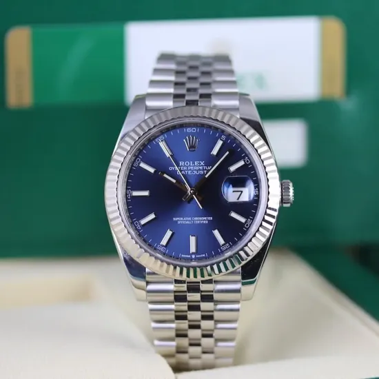 Rolex Datejust 41mm Oystersteel and white gold Bright Blue Dial 126334-0002