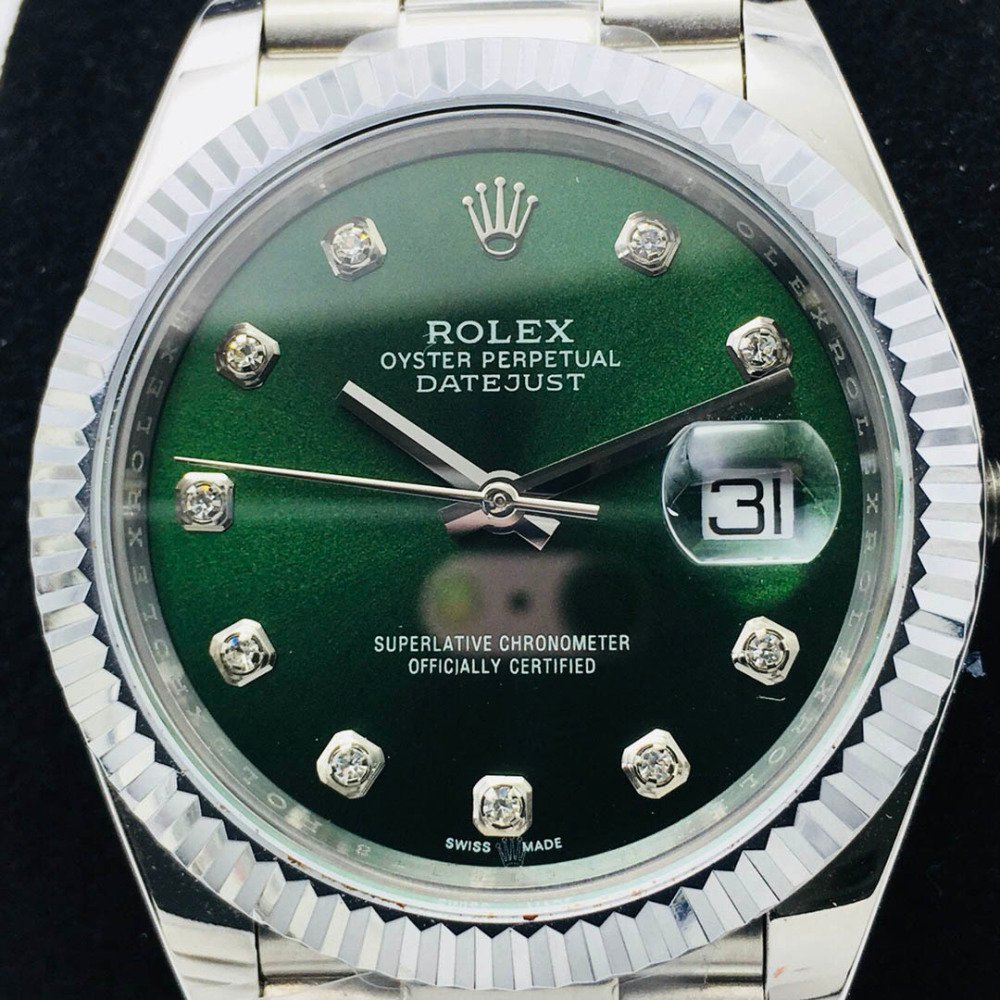 Rolex Datejust Green Dial Diamond White Gold Jubilee Bracelet Swiss Clone Movement
