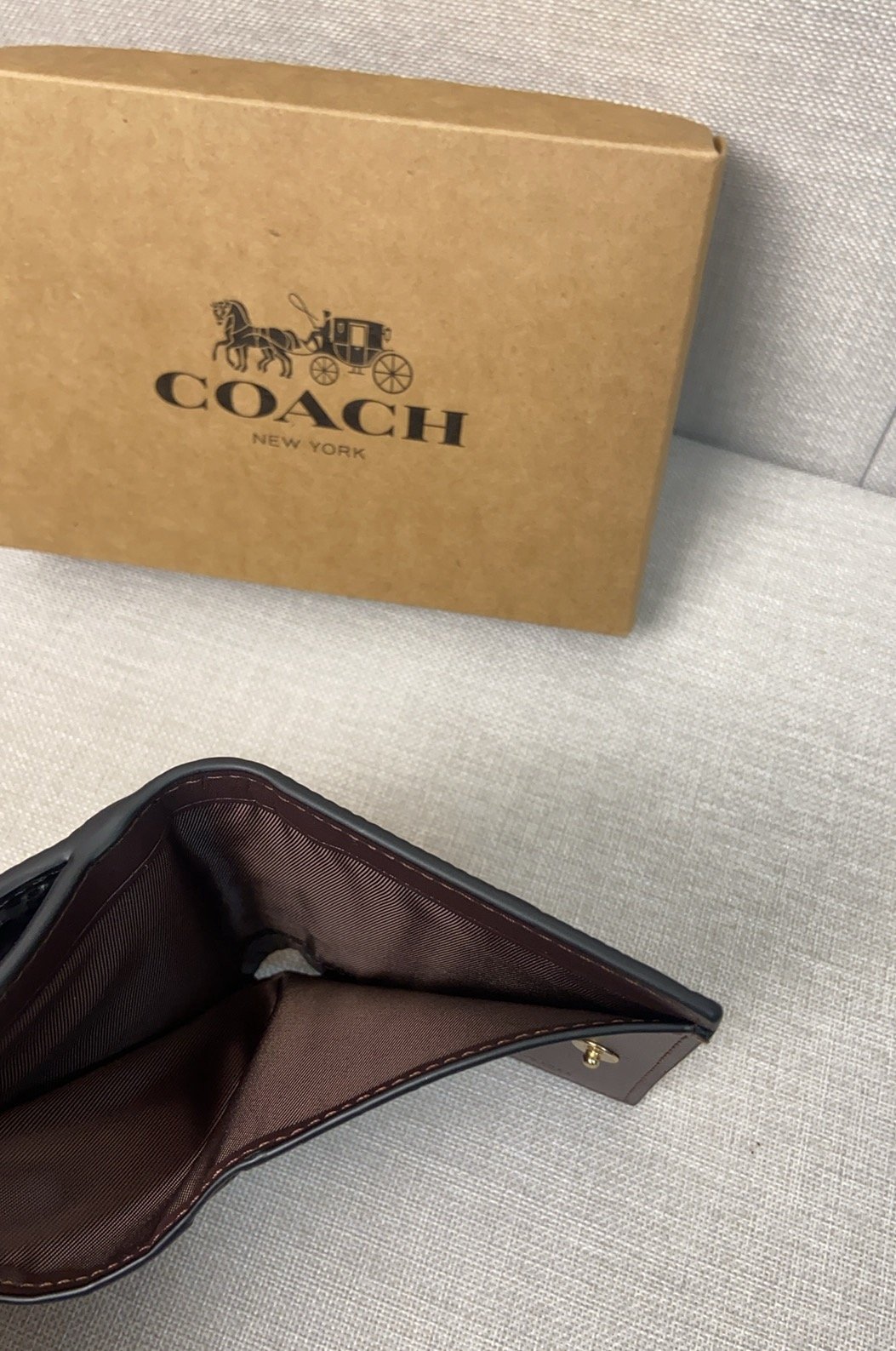 Coach September new signature logo patent leather premium leather wallet