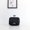 COACH prse kiss lock print solid color coin purse Black