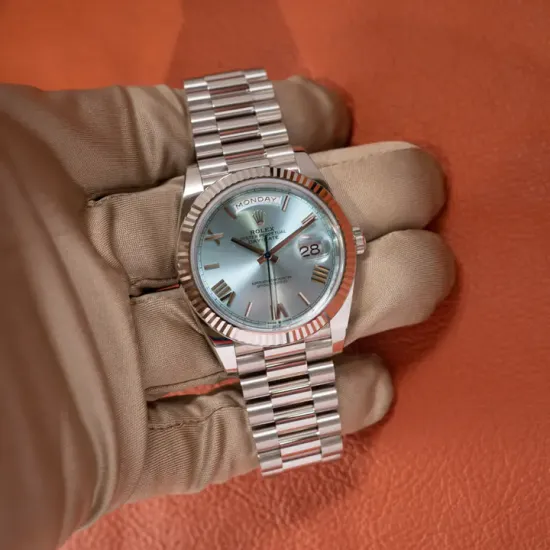 Rolex Oyster Perpetual Day-Date President 40mm in Platinum with Ice-Blue Dial Men's Watch 228236-0012 Brand New