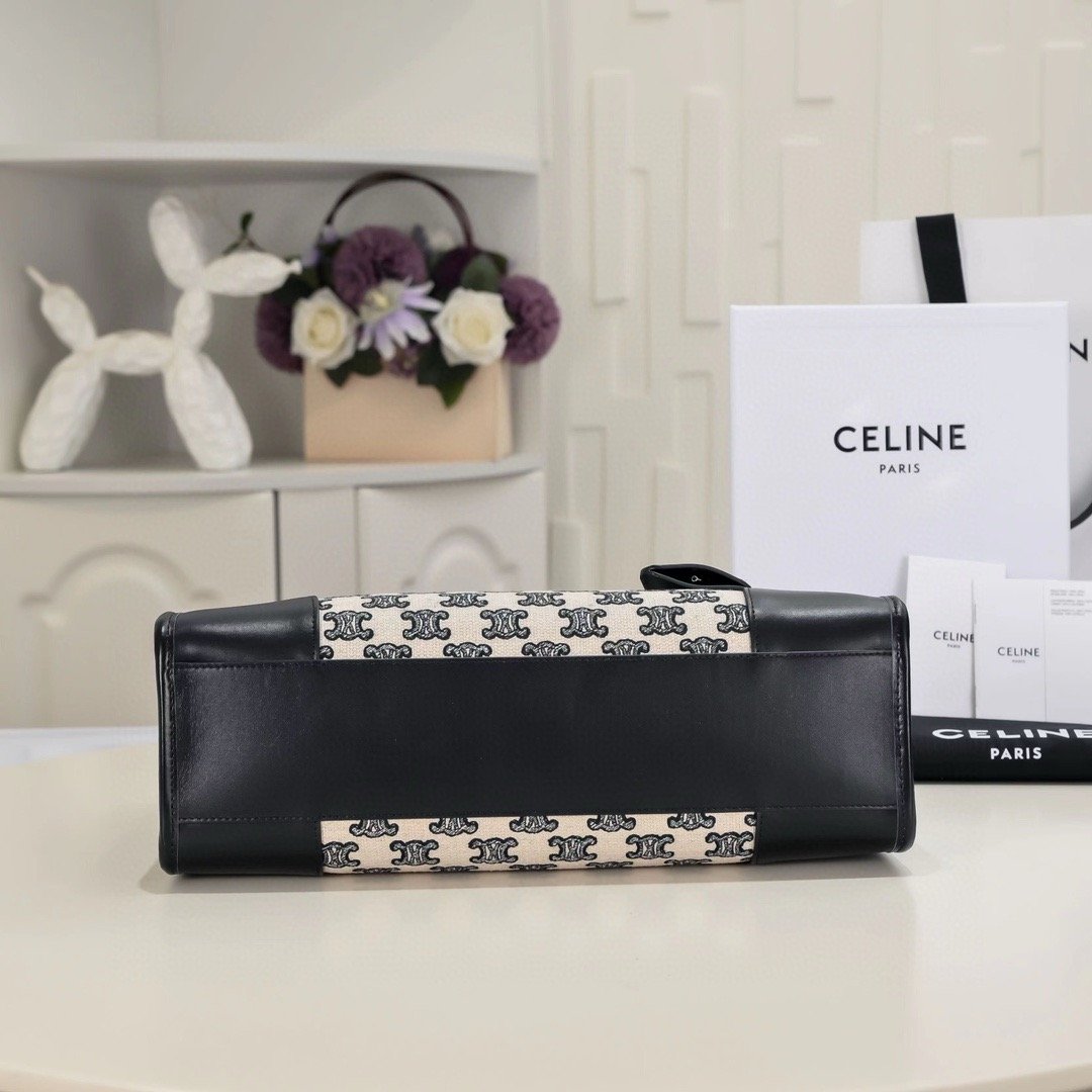 CABAS TRIOMPHE MINI HORIZONTAL BAG IN EMBROIDERED FABRIC AND COW LEATHER