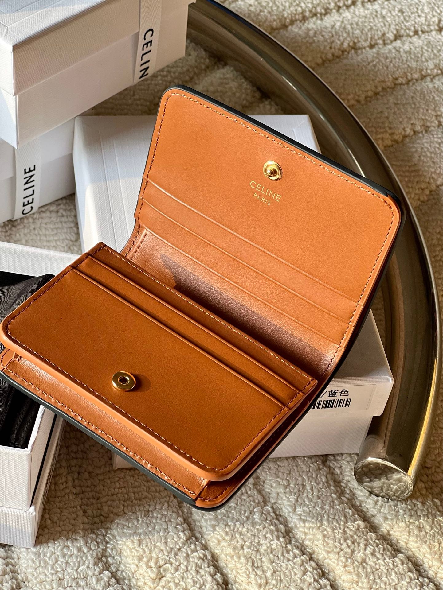Triomphe compact wallet in shiny calfskin brown monogram