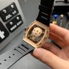 Richard Mille RM 052 Men Automatic Diamonds Skull Dial Watch Stainless Steel