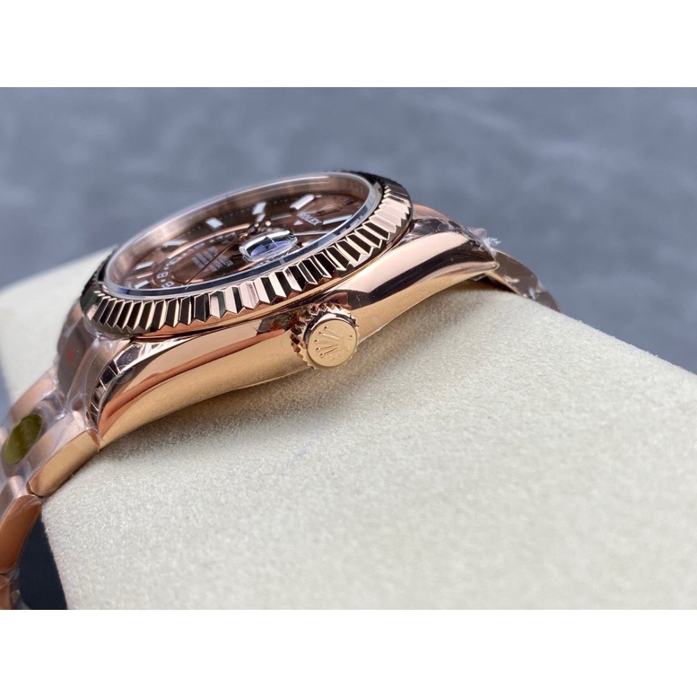Rolex Sky-Dweller 336934 1:1 Best Edition Rose Gold Chocolate Dial Steel Swiss 2824 Movement