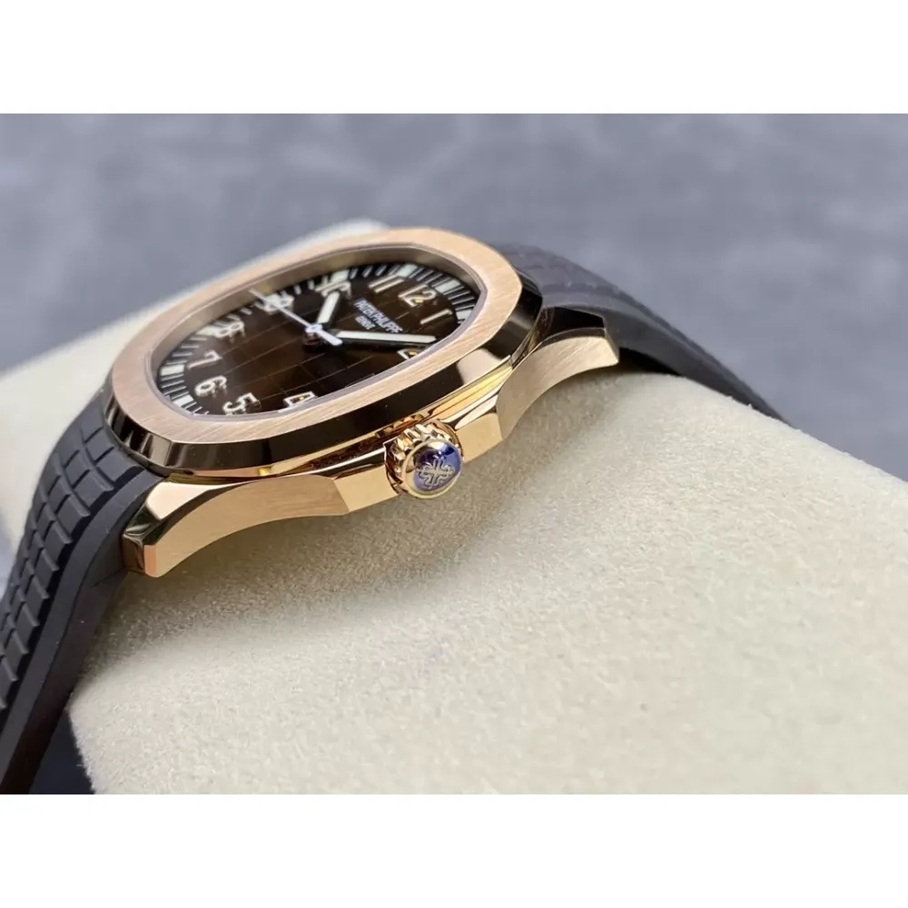 Patek Philippe Aquanaut 5167R-001 RG 3KF Best Edition Brown Dial on Black Rubber Strap A324 Super Clone V3