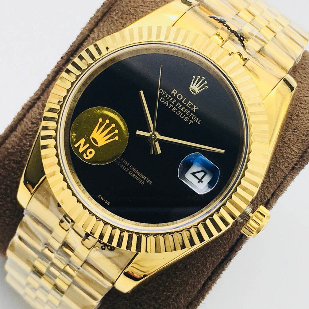 Rolex Datejust 16238 Black Onyx Dial Yellow Gold Jubilee Bracelet Swiss Clone Movement