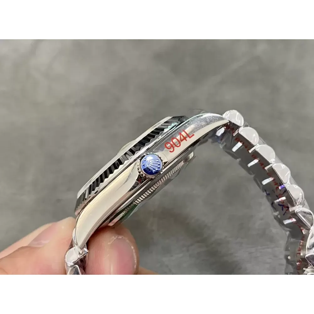 Rolex DayDate 228236 40mm GMF 1:1 Best Edition Ice Blue Dial Fluted Bezel on SS Bracelet A3255 or A2836 (Tungsten Heavy Version)