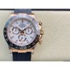 Rolex Daytona 116515 Rose Gold White Dial Rubber Strap A7750 Movement