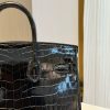 BK 25 Black Gold High Gloss Crocodile Hermès Handbag