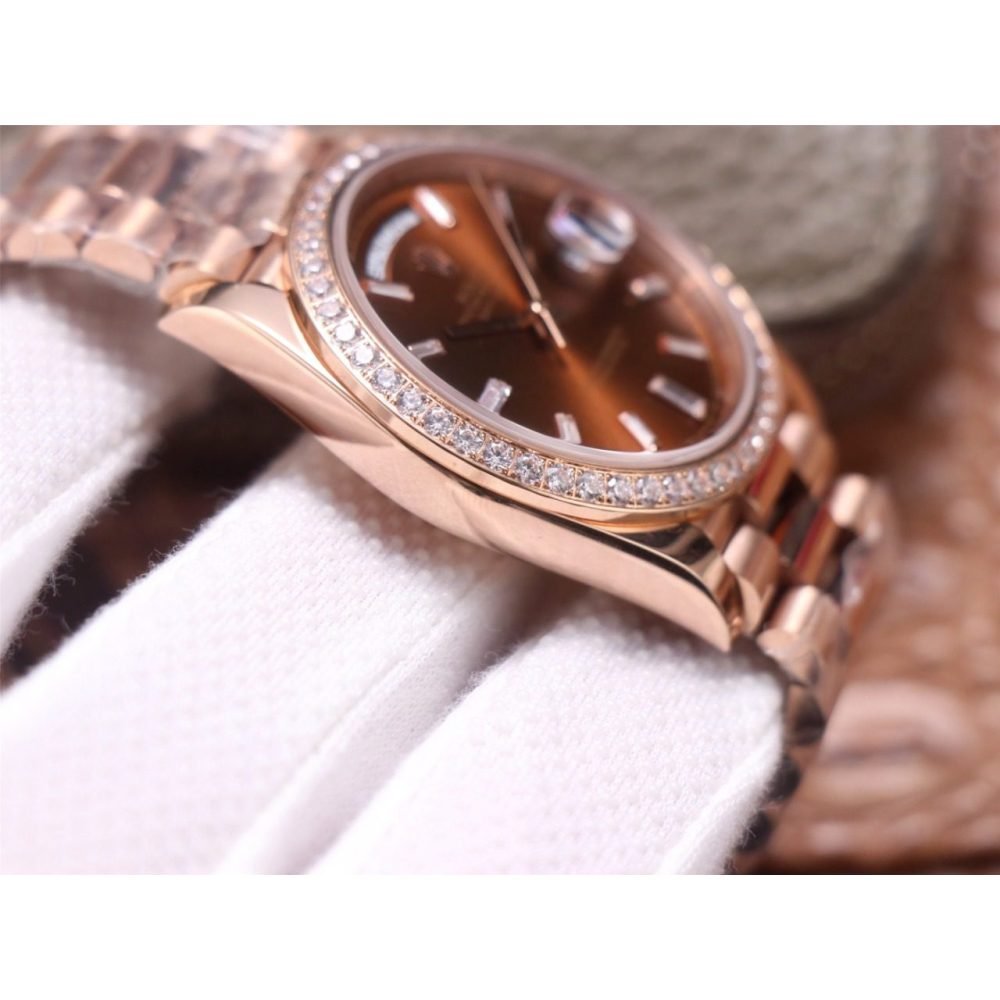 Rolex Day-Date 228345RBR Chocolate color Diamond Dial Steel 3255 Movement