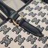 CABAS TRIOMPHE MINI HORIZONTAL BAG IN EMBROIDERED FABRIC AND COW LEATHER