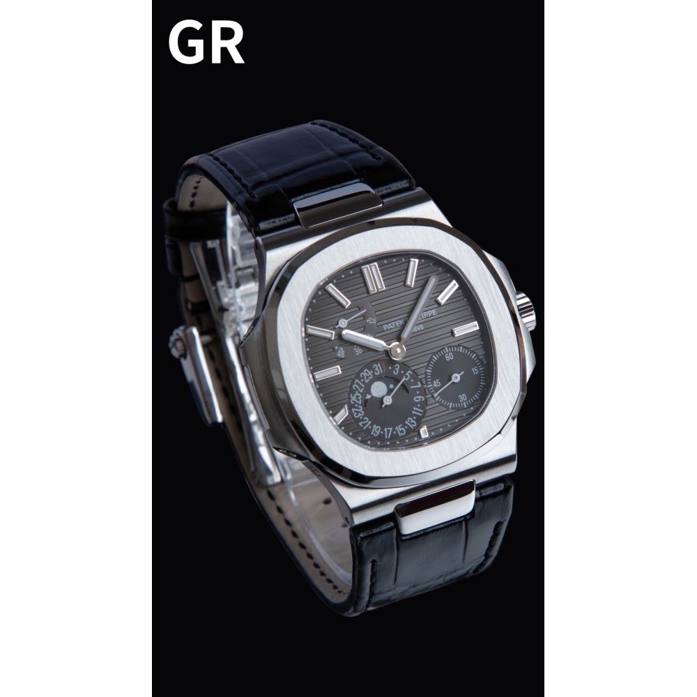 PATEK PHILIPPE Nautilus 5712G-001 SS GRF 1:1 Best Edition Black Dial on Black Leather Strap A240