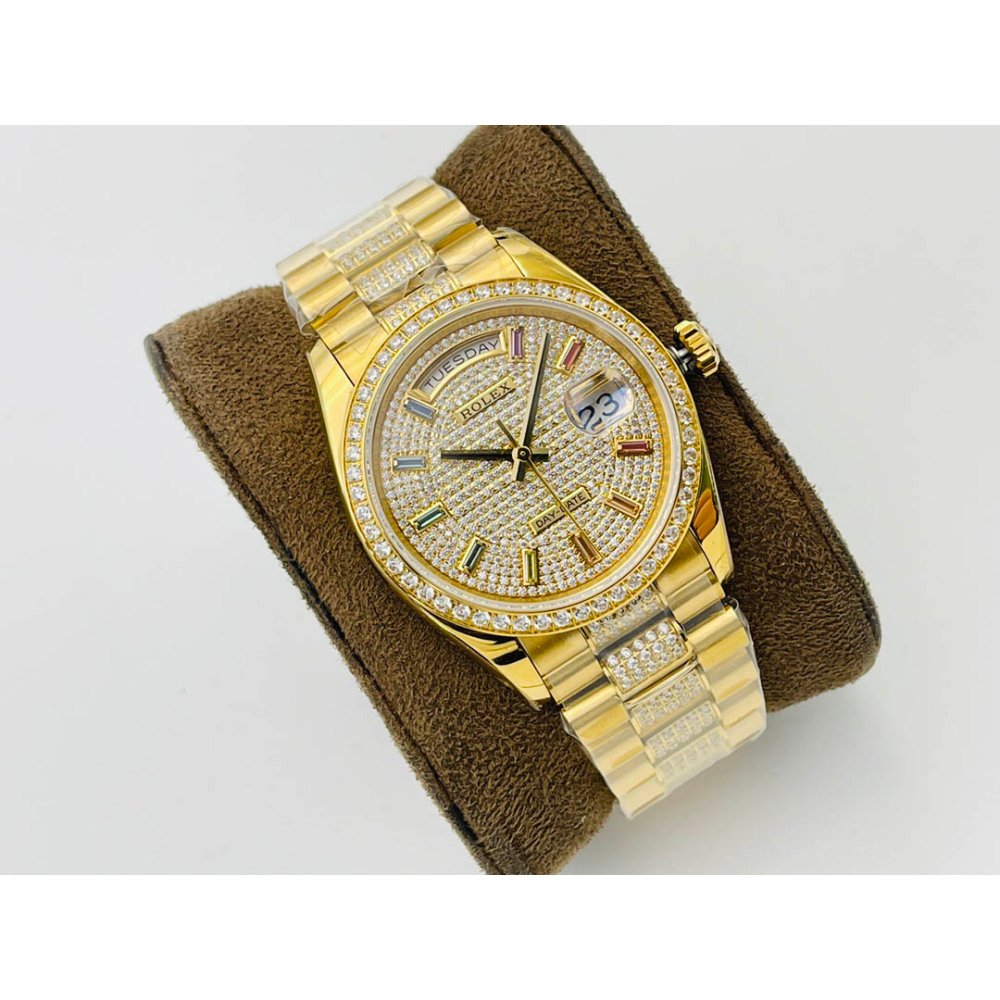 Rolex Day-Date Yellow Gold Dial All Diamond Swiss Clone 3255 Movement