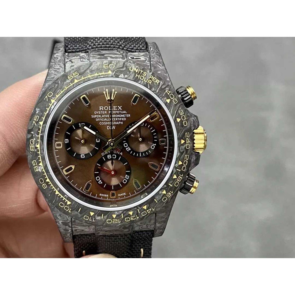 Rolex DIW Modified Datona Carbon Fiber Brown Gold Dial Swiss 4130 Movement