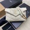 𝙇𝙤𝙪𝙇𝙤𝙪 𝙥𝙪𝙛𝙛𝙚𝙧～LOULOU PUFFER New Mini Double Chain Quilted Lambskin Bag Milk White Lambskin/Antique Gold 759337