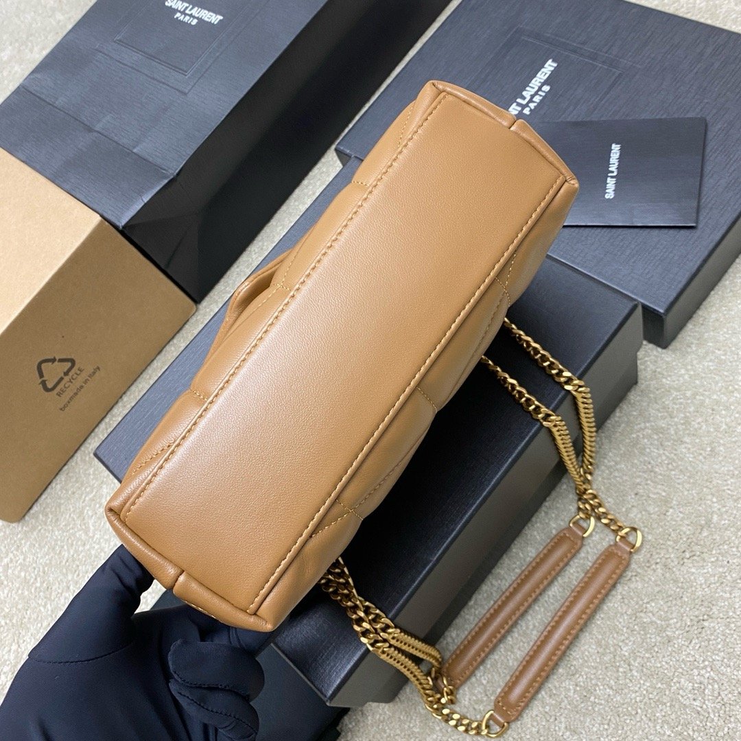 𝙇𝙤𝙪𝙇𝙤𝙪 𝙥𝙪𝙛𝙛𝙚𝙧～LOULOU PUFFER New Mini Double Chain Quilted Lambskin Bag Caramel Lambskin/Antique Gold 759337