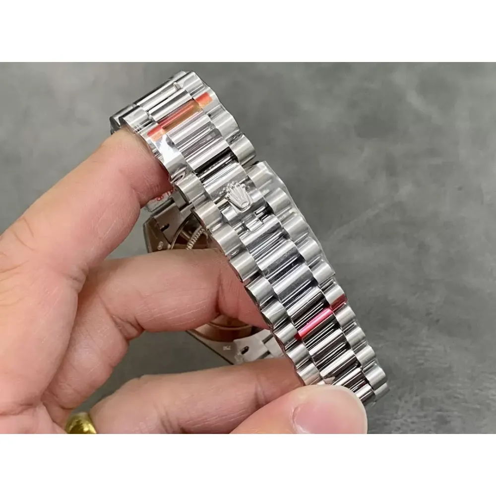 Rolex DayDate 228236 40mm GMF 1:1 Best Edition Ice Blue Dial Fluted Bezel on SS Bracelet A3255 or A2836 (Tungsten Heavy Version)