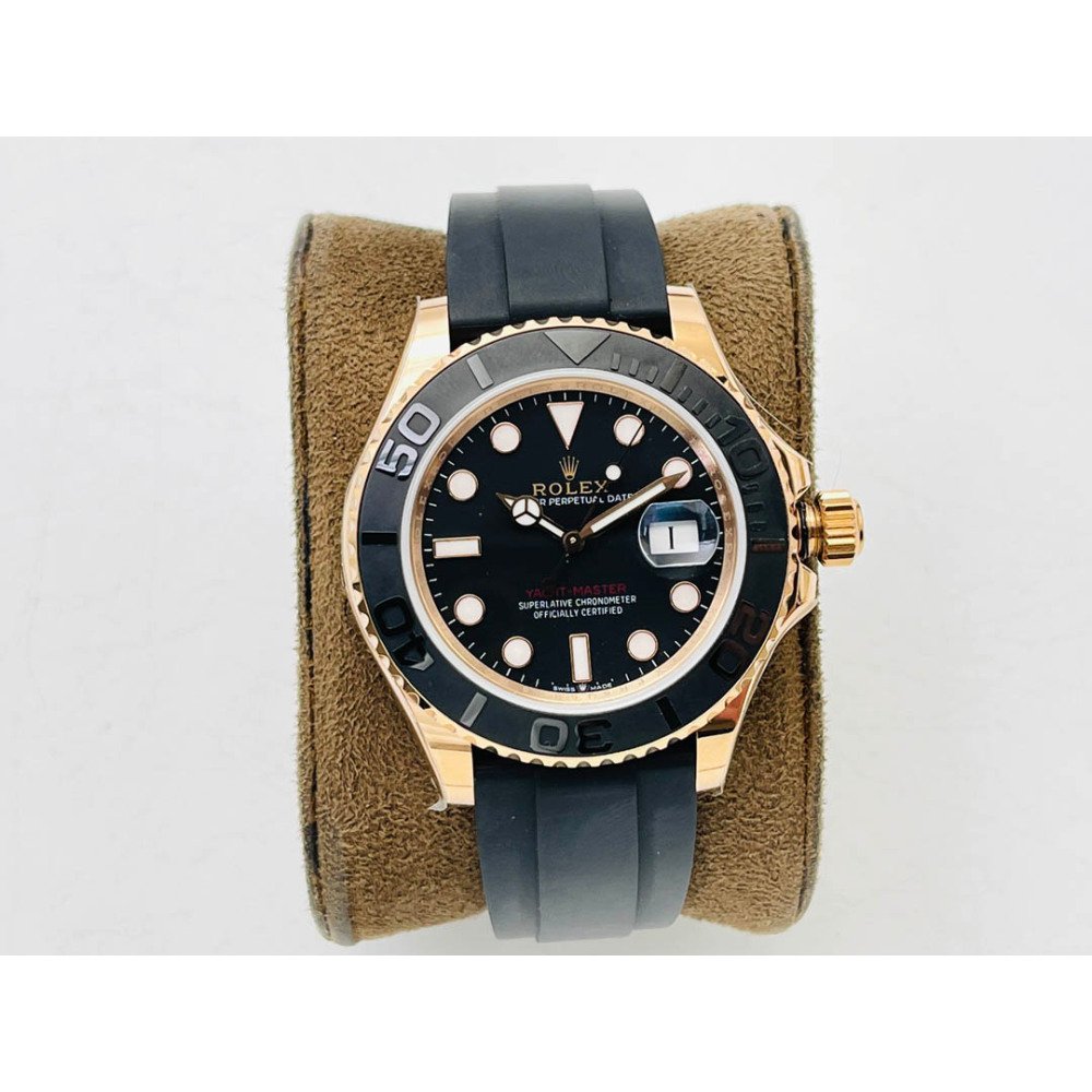 Rolex Yacht-Master 116655 Yellow Gold Black Ceramic Bezel Rubber Strap 3235 Movement