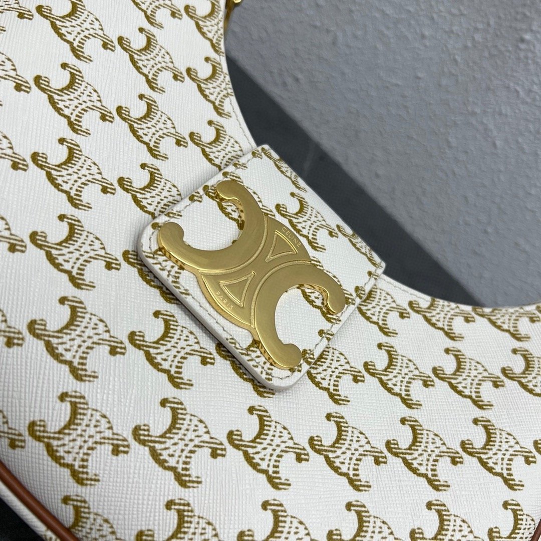 TRIOMPHE CANVAS AVA BRACELET WITH LOGO PRINT WHITE 23 X 13.5 X 6 cm