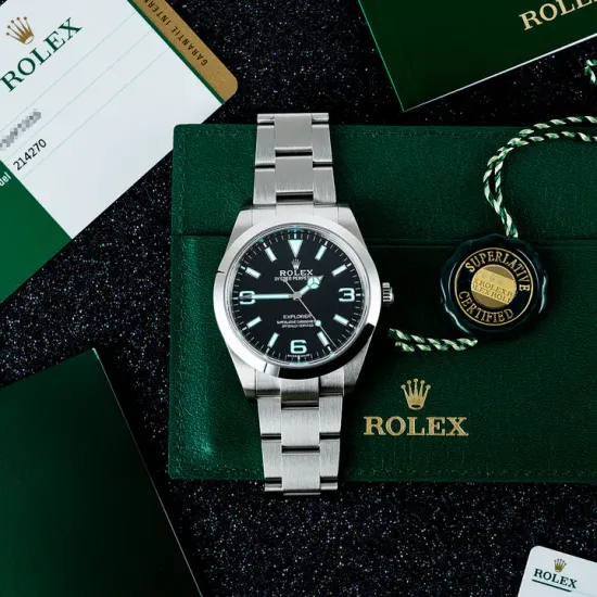 Rolex Explorer I MKII Stainless Steel Black Arabic Index 39mm 214270-0003 Unworn