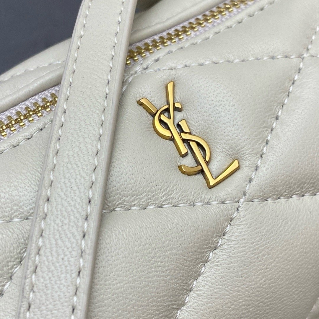 YSL new sade small underarm cylinder bag sheepskin white/gold 699703