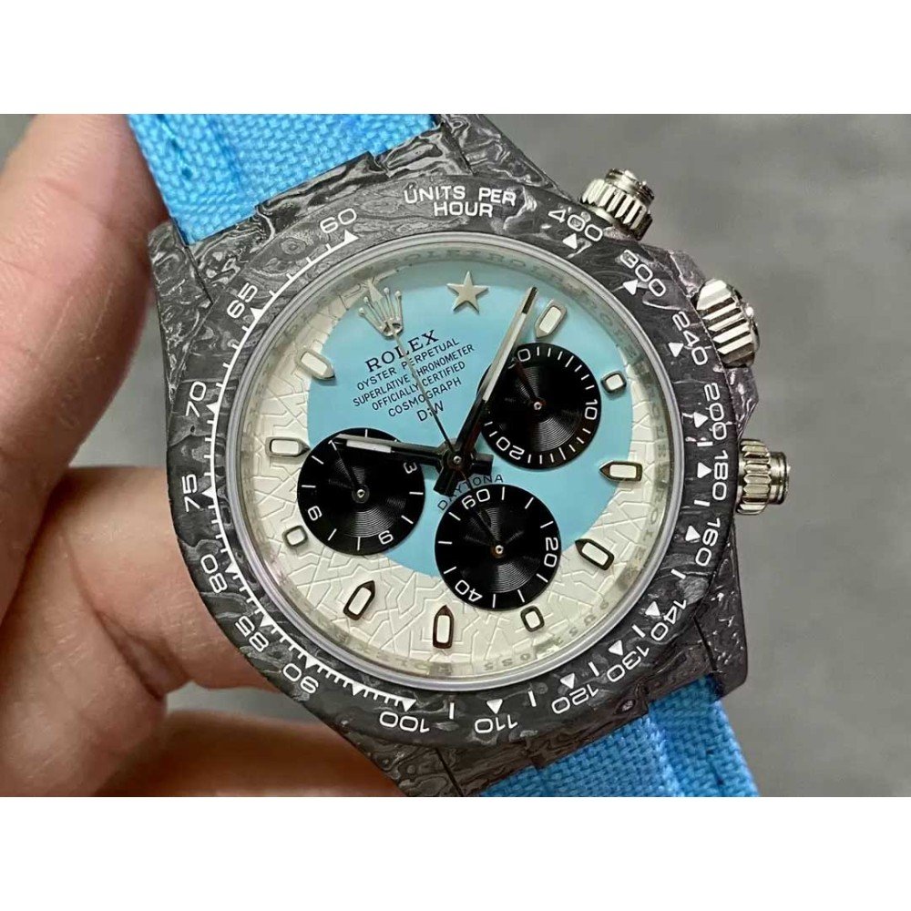 Rolex DIW Modified Datona Carbon Fiber Blue White Dial Swiss 4130 Movement