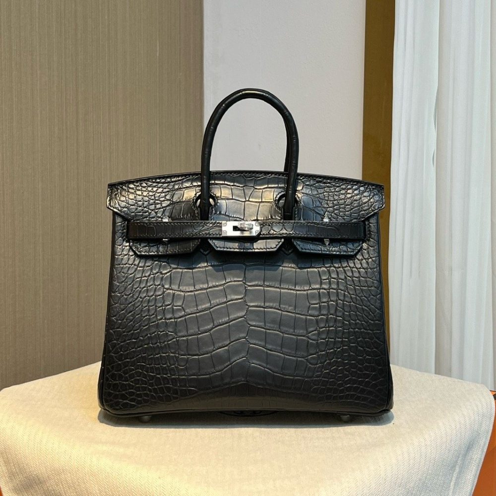 BK25 black silver matte Hermès handbag