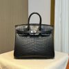 BK25 black silver matte Hermès handbag