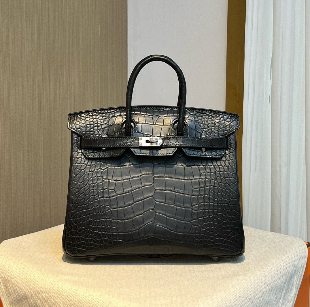 BK25 black silver matte Hermès handbag
