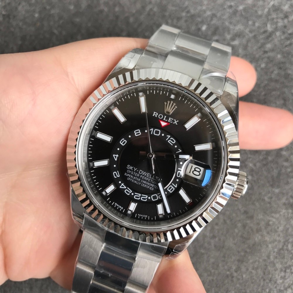Rolex Sky-Dweller 326934 904L SS ZF 1:1 Best Edition Black Dial SS Bracelet 2824 Movement