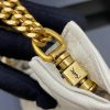 Cloud bag Mini leather shoulder bag Oil wax leather white/Antique gold 681632