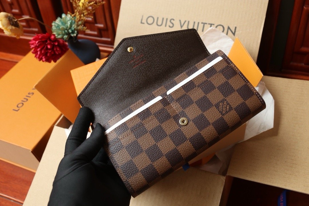 LV sarah flap long wallet