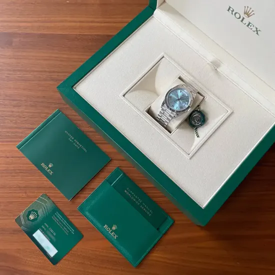 Rolex Oyster Perpetual Day-Date President 40mm in Platinum with Ice-Blue Dial Men's Watch 228236-0012 Brand New