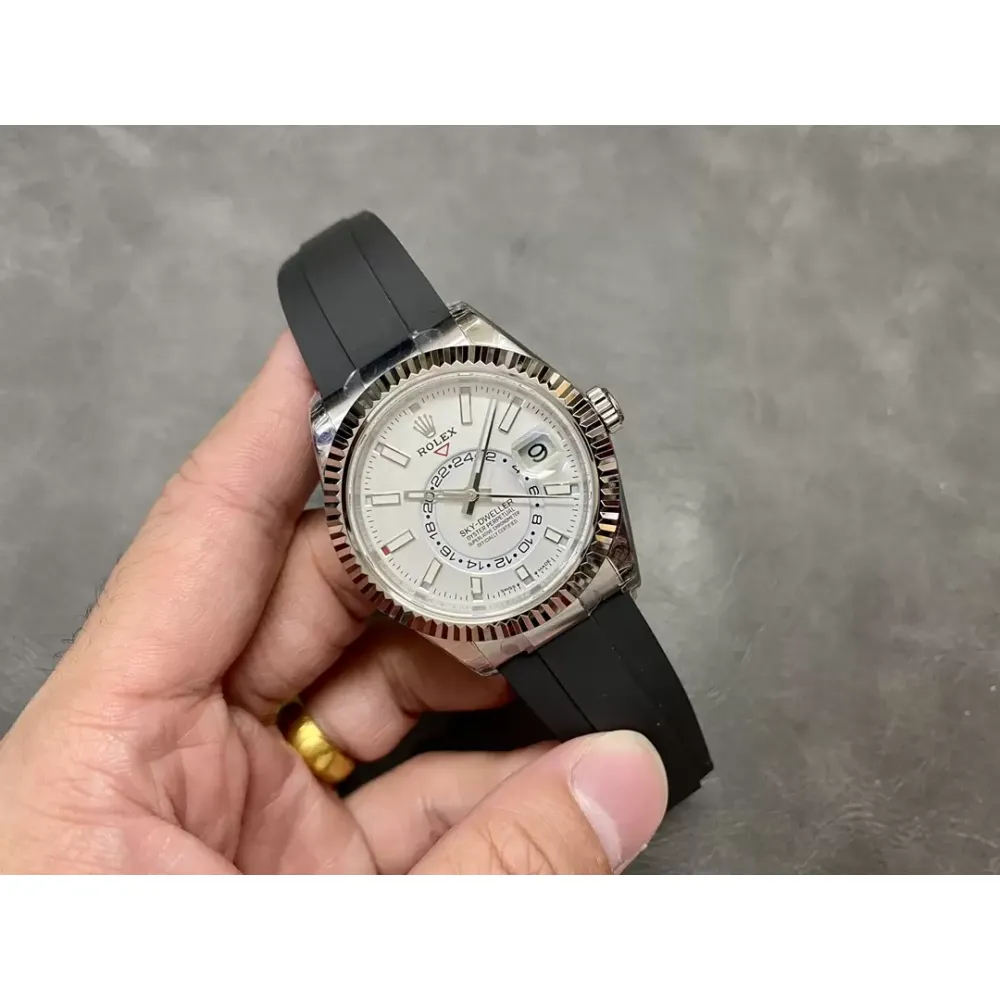 Rolex Sky-Dweller m336239-0003 white Dial Rubber Strap 2824 Movement