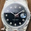 Rolex Datejust Black Dial Diamond White Gold Swiss Clone Movement