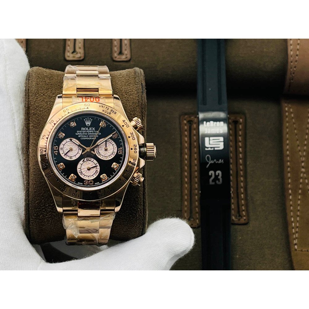 Rolex Daytona Gold Black Diamond 1:1 Super Clone 4130 Movement