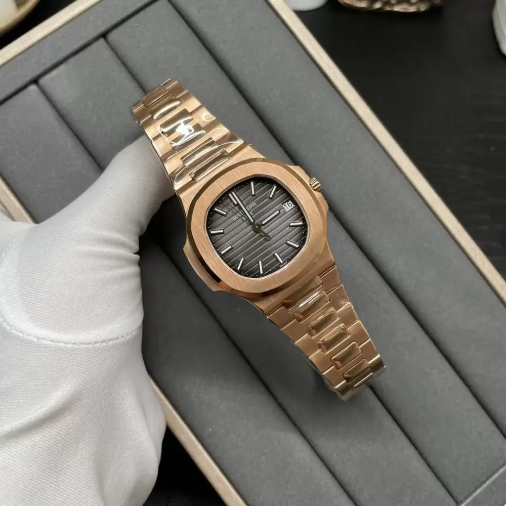 Patek Philippe Nautilus 5711/1R RG 3KF 1:1 Best Edition Brown Textured Dial on RG Bracelet A324 Super Clone V2