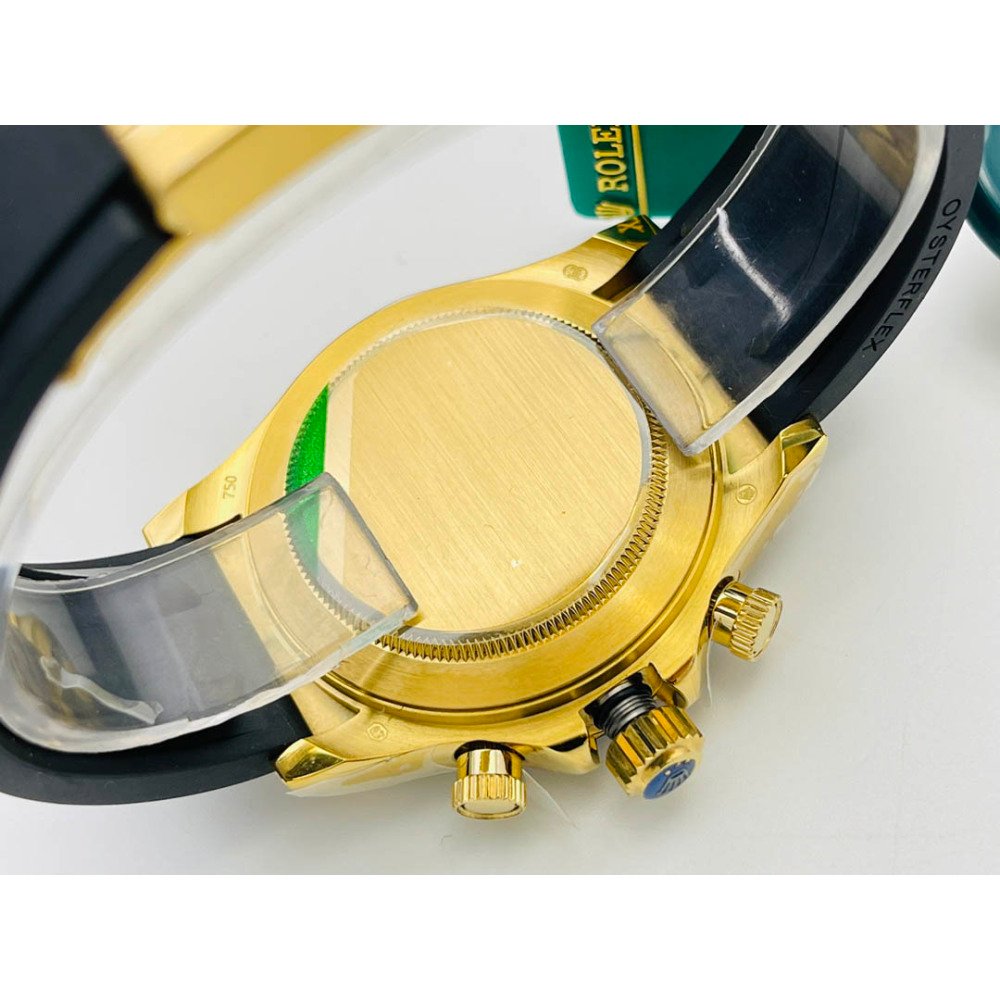 Rolex Daytona 116518LN Gold Yellow Black Dial Rubber 1:1 Super Clone 4130 Movement